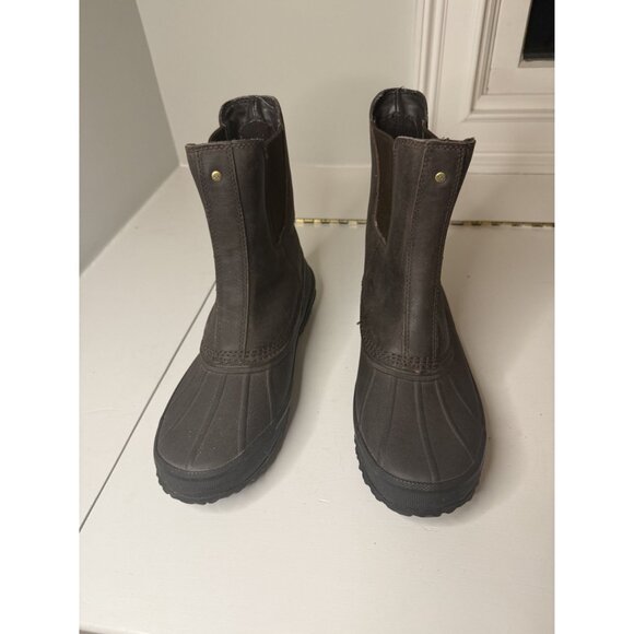 NEW Ugg Romosa Chelsea Leather Waterproof Rain Boots Men's Sz 8 Brown [jb] - Picture 2 of 9